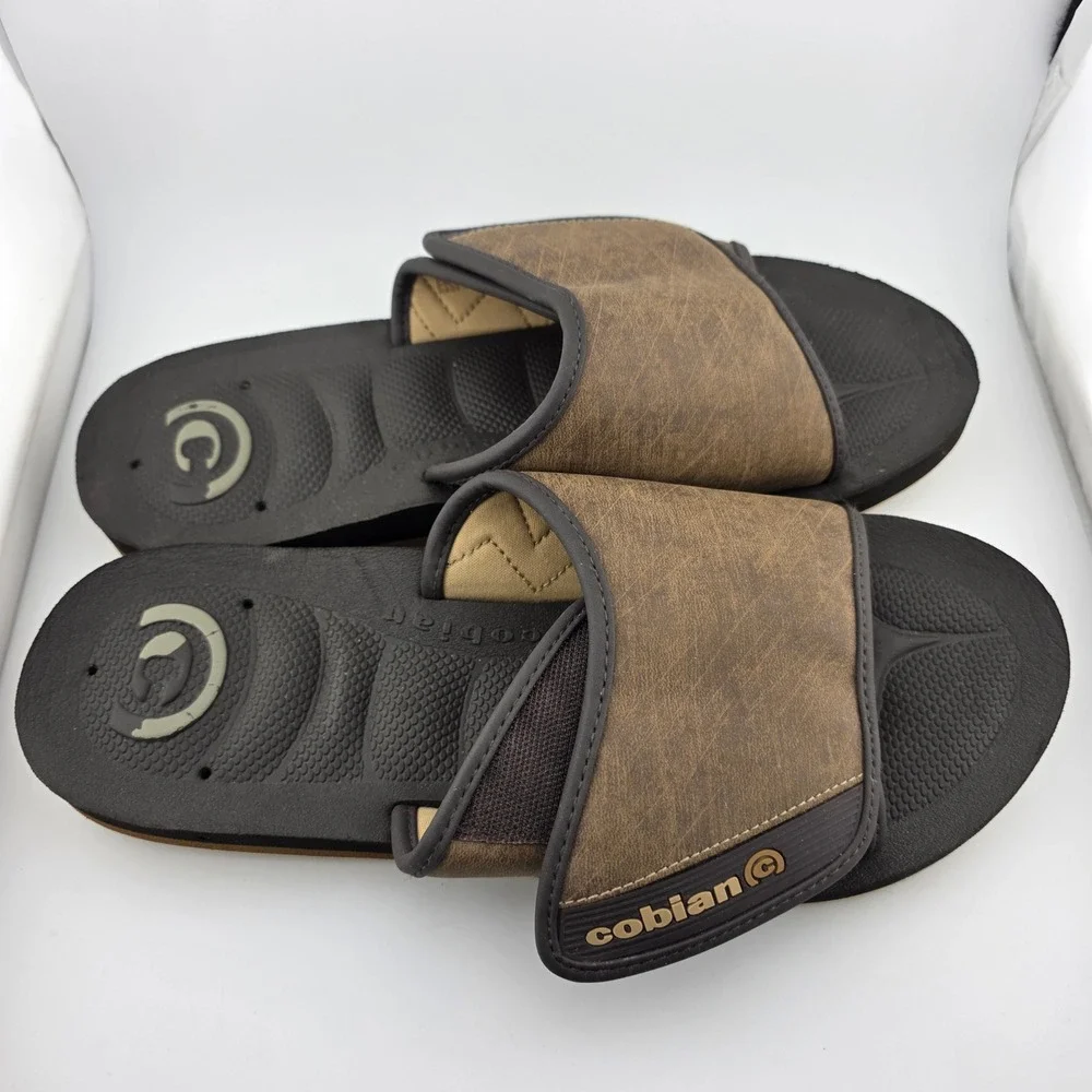 Cobian GTS Draino Slide Sandals Adjustable Strap Mens 13 Brown Comfort Beach